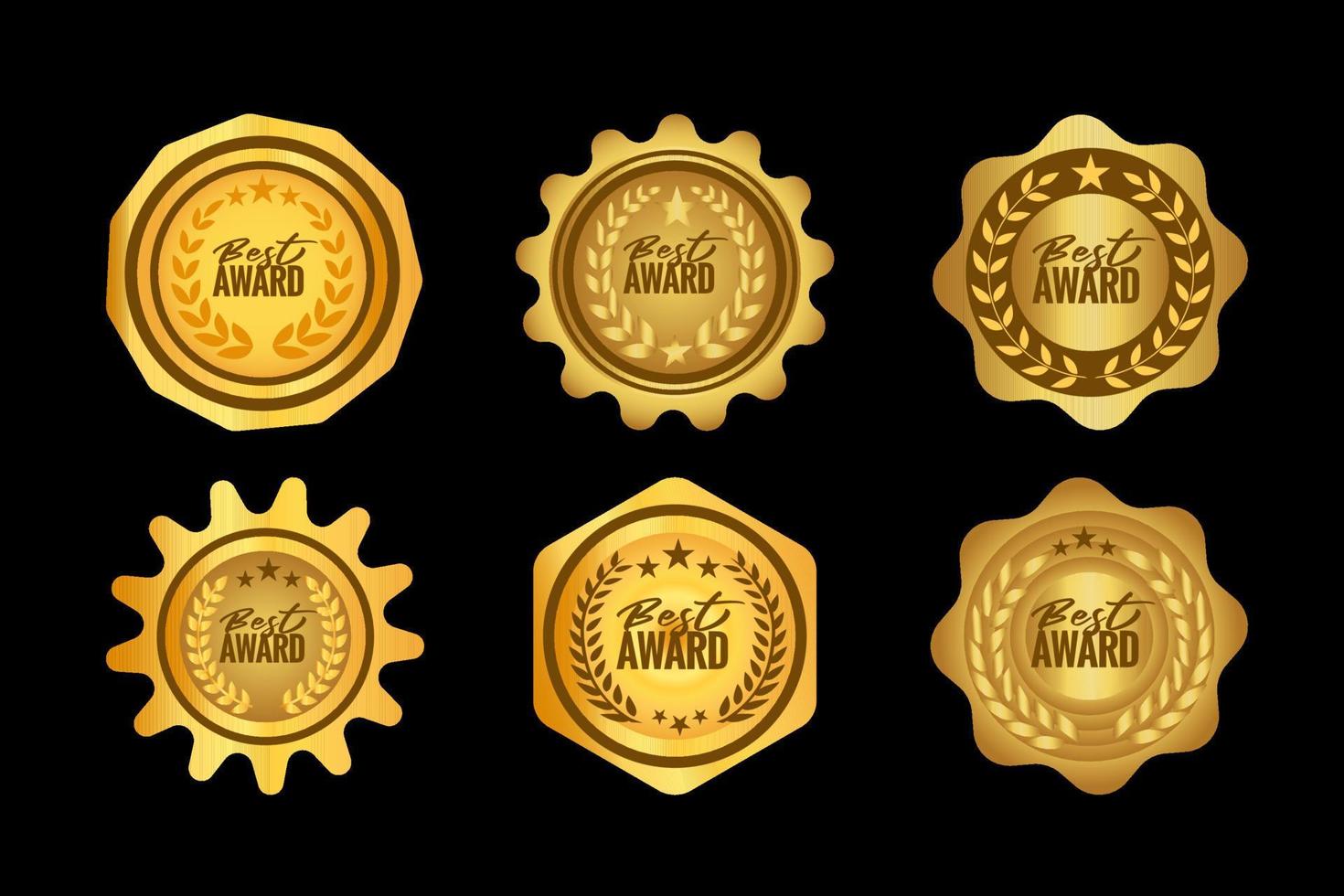 conjunto de insignias de premio de la mejor calidad de oro de lujo vector