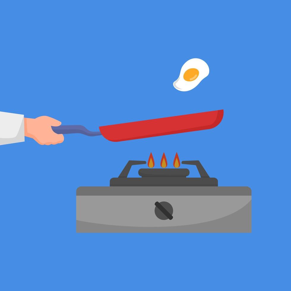 Chef cooking fried sunny side up egg vector