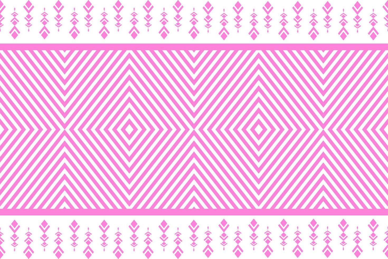 Pink and white geometric ethnic seamless pattern design for wallpaper, background, fabric, curtain, carpet, clothing, and wrapping vector illustration.
