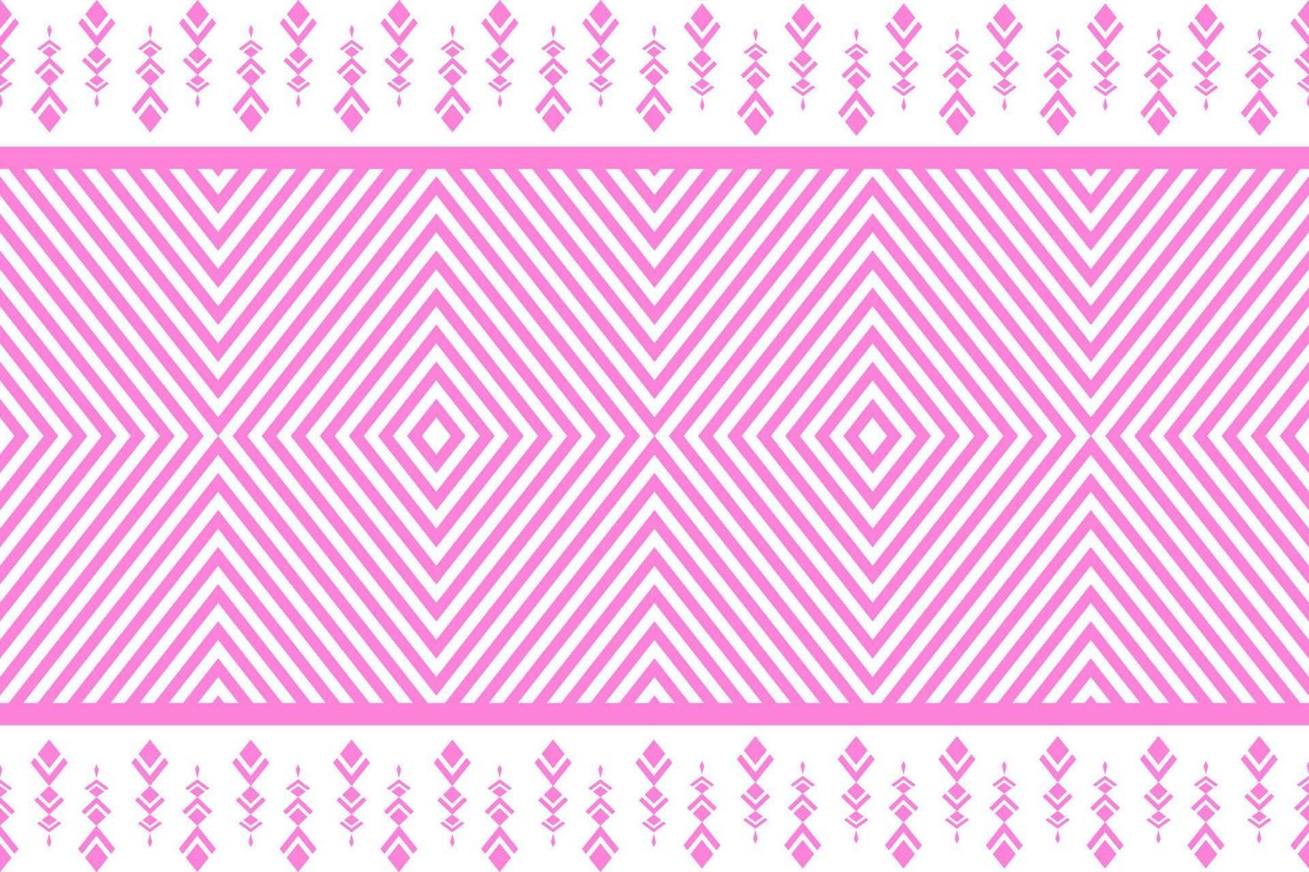 diseño de patrones sin fisuras étnicos geométricos rosa y blanco para papel tapiz, fondo, tela, cortina, alfombra, ropa e ilustración vectorial de envoltura. vector