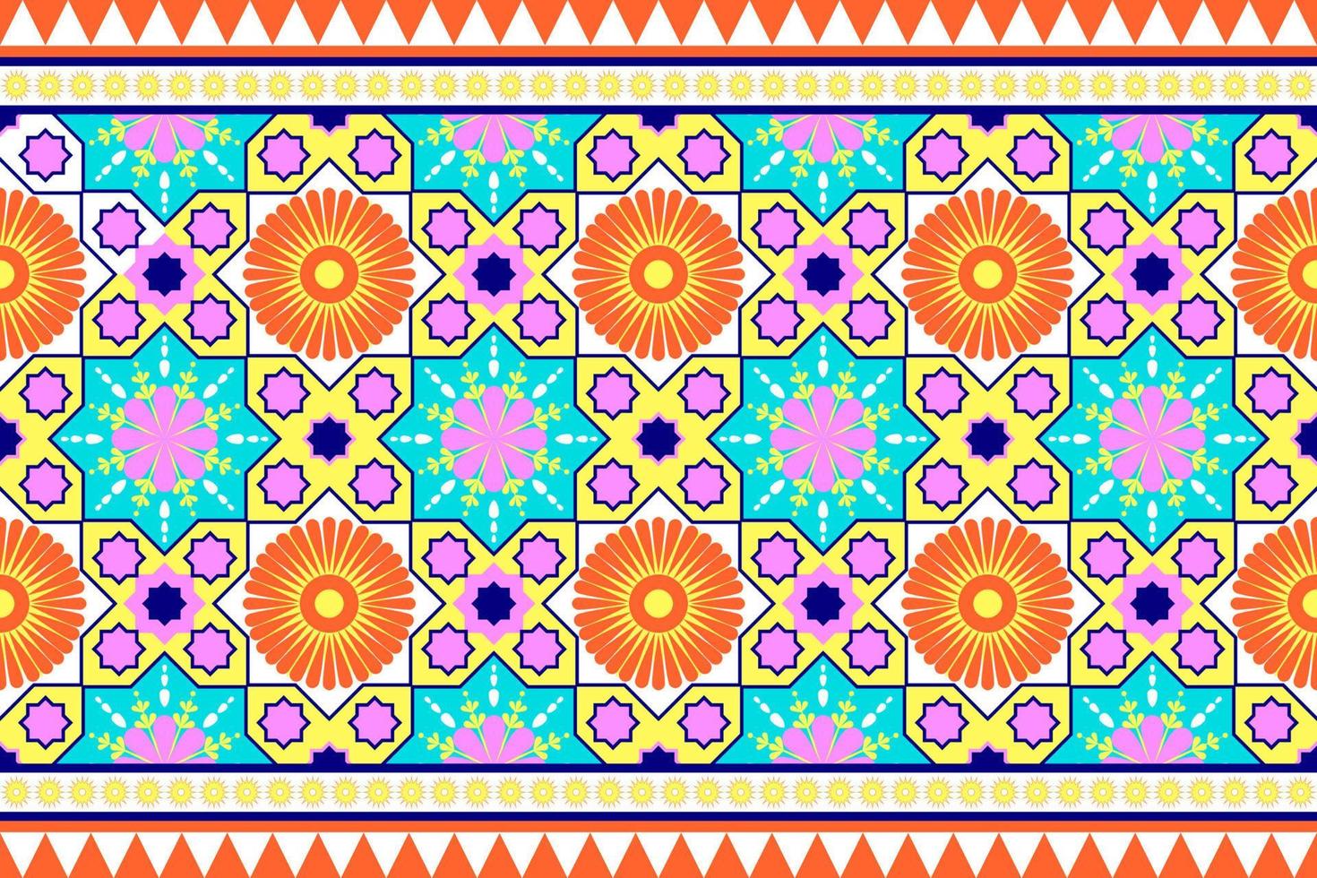 colorido diseño étnico geométrico sin costuras para papel tapiz, fondo, tela, cortina, alfombra, ropa e ilustración vectorial de envoltura. vector