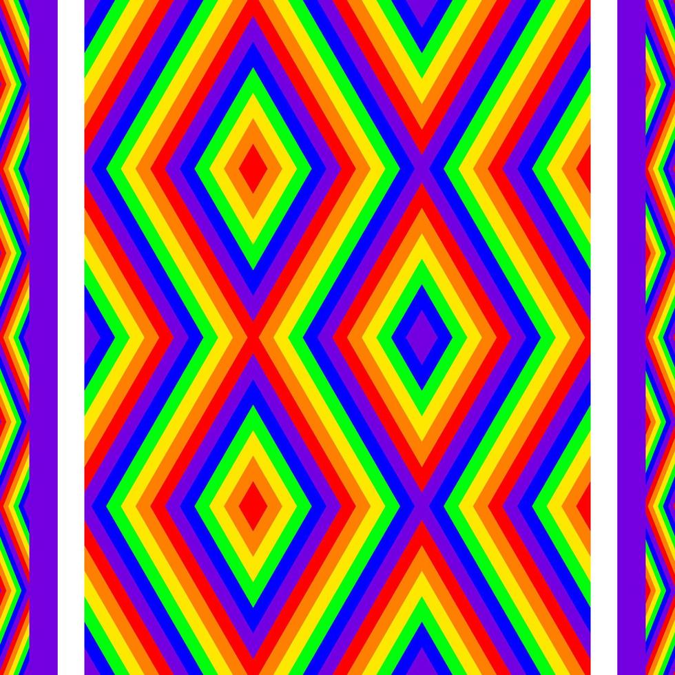 Vivid rainbow geometric ethnic seamless pattern design for wallpaper, background, fabric, curtain, carpet, clothing, and wrapping vector illustration.