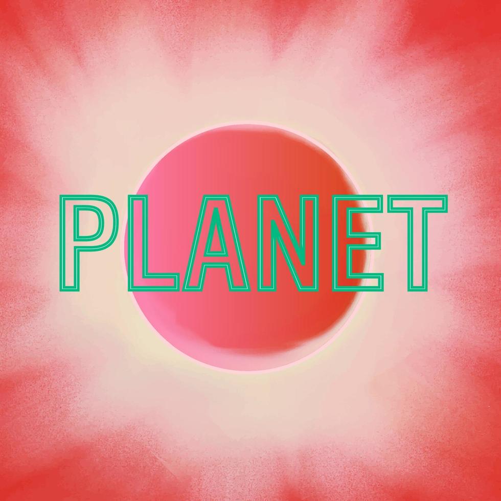 Red planet. Glowing ball Illustration. vector