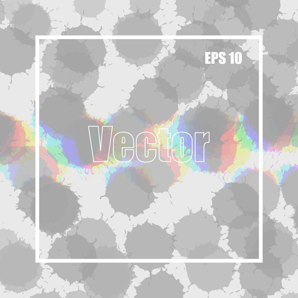 fondo abstracto con marco e inscripción. manchas grises sobre un fondo claro. punto culminante del arco iris. ilustración vectorial vector