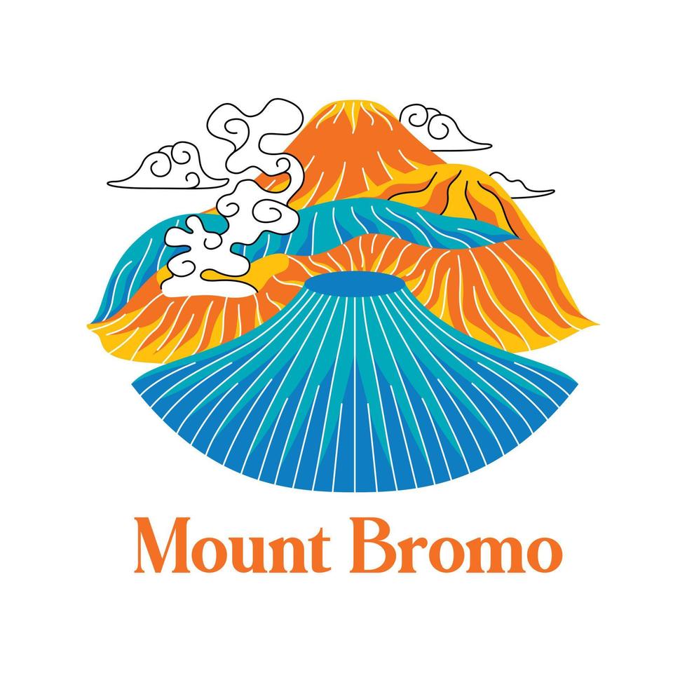 Mount Bromo in flat design style 9156788 Vector Art at Vecteezy
