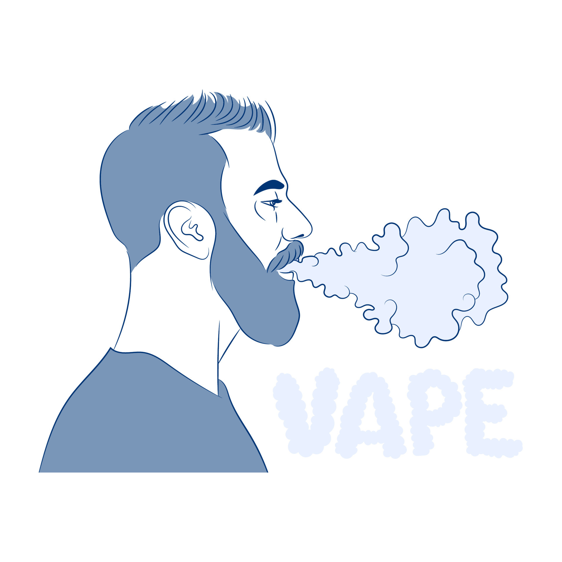 Bearded young man, vaping. Vape and smoke concept. 9156885 Vector Art