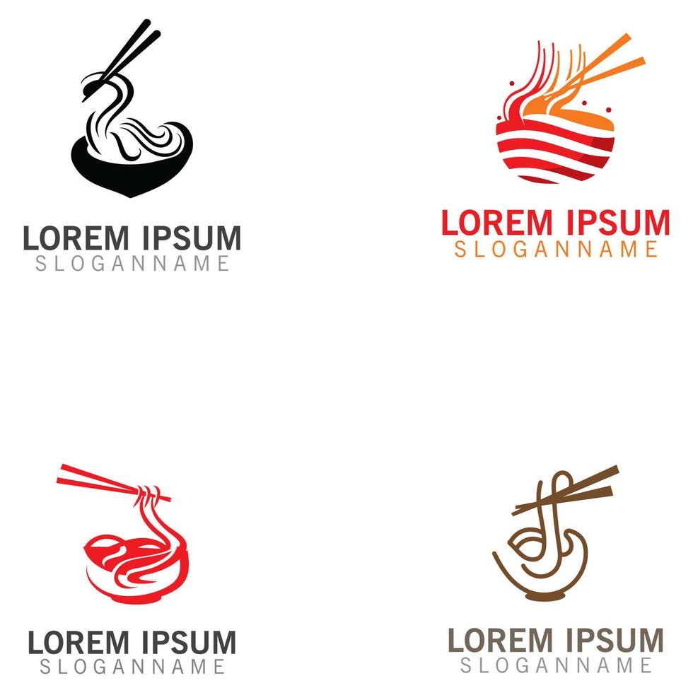 Noodles logo design image, food restaurant business template vector