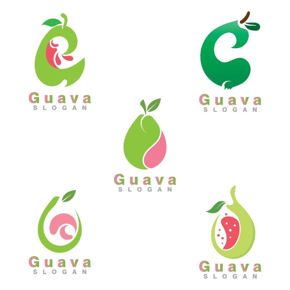 diseño de logotipo de fruta de guayaba vector de plantilla simple y moderno