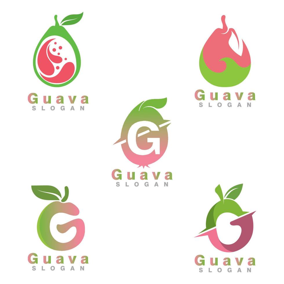 diseño de logotipo de fruta de guayaba vector de plantilla simple y moderno