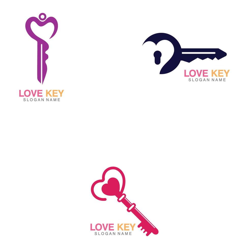 vector de concepto creativo de icono de llave de amor. plantilla de logotipo clave