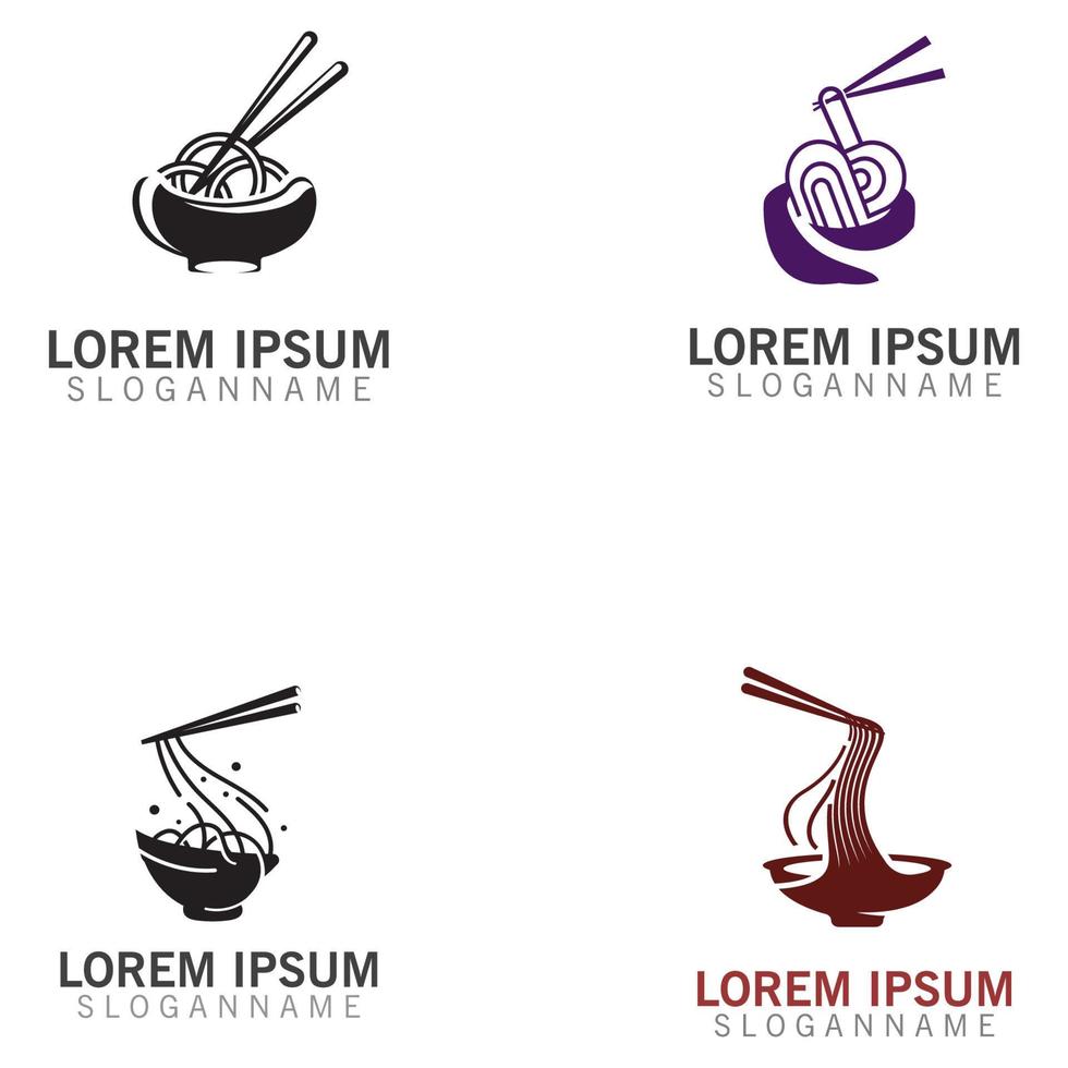 Noodles logo design image, food restaurant business template vector