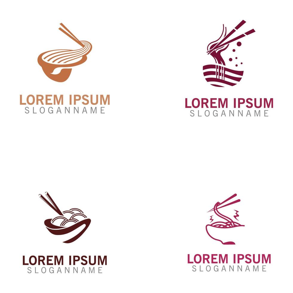 Noodles logo design image, food restaurant business template vector