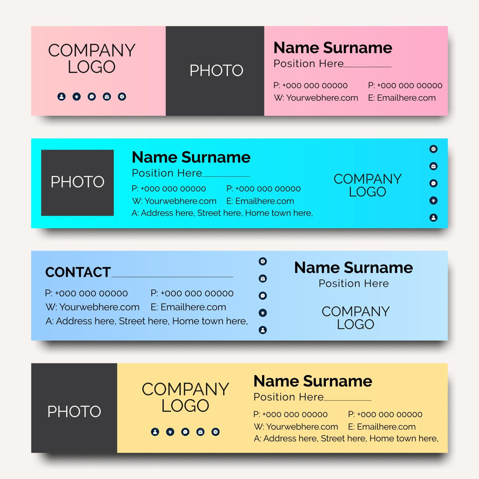 Email signature template, Email signature bundle, Different email