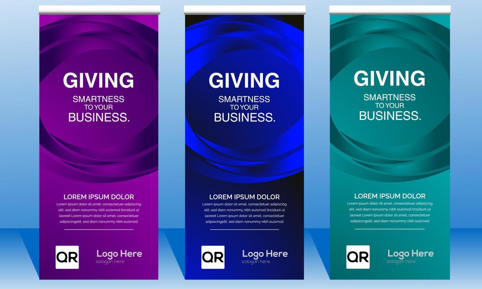 Colorful roll up business banner design, Vertical Banner Design Signboard Advertising, Vector X-banner, Business Roll Up.