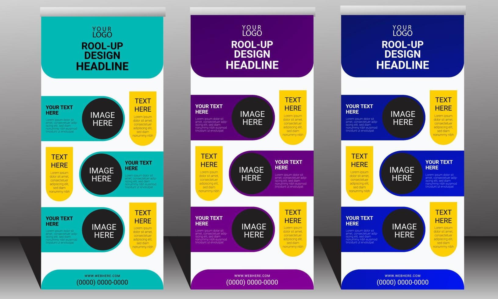 Colorful roll up business banner design, Vertical Banner Design Signboard Advertising, Vector X-banner, Business Roll Up.
