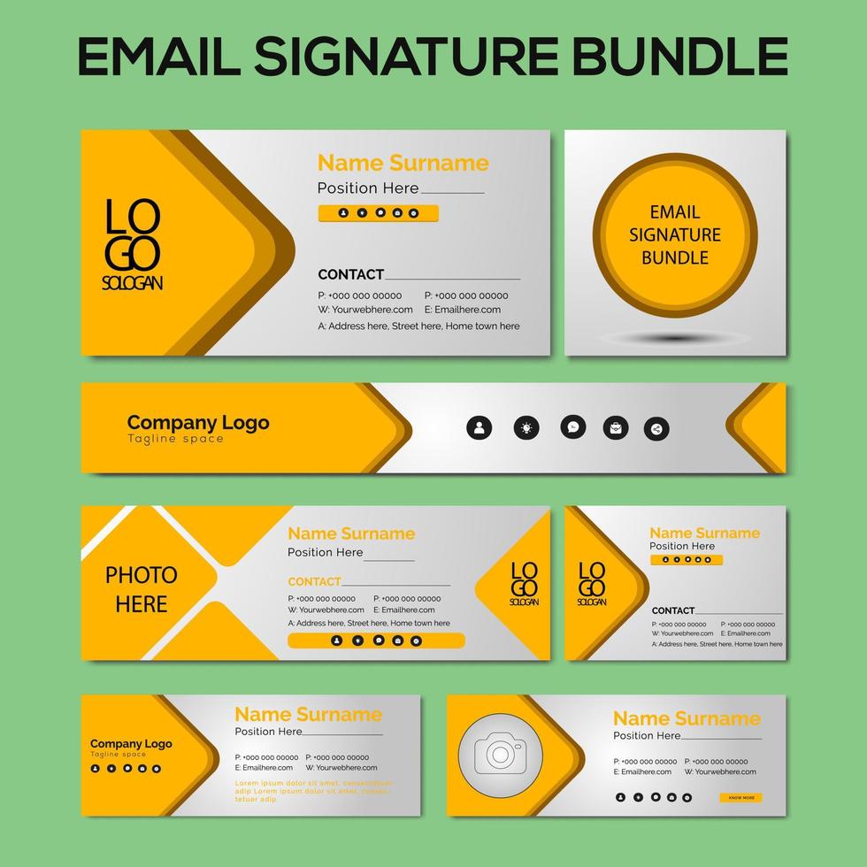 Email signature template, Email signature bundle, Different email signature template, Set of email signature template design, vector