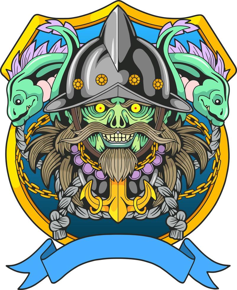 scary zombie pirate, illustration design vector