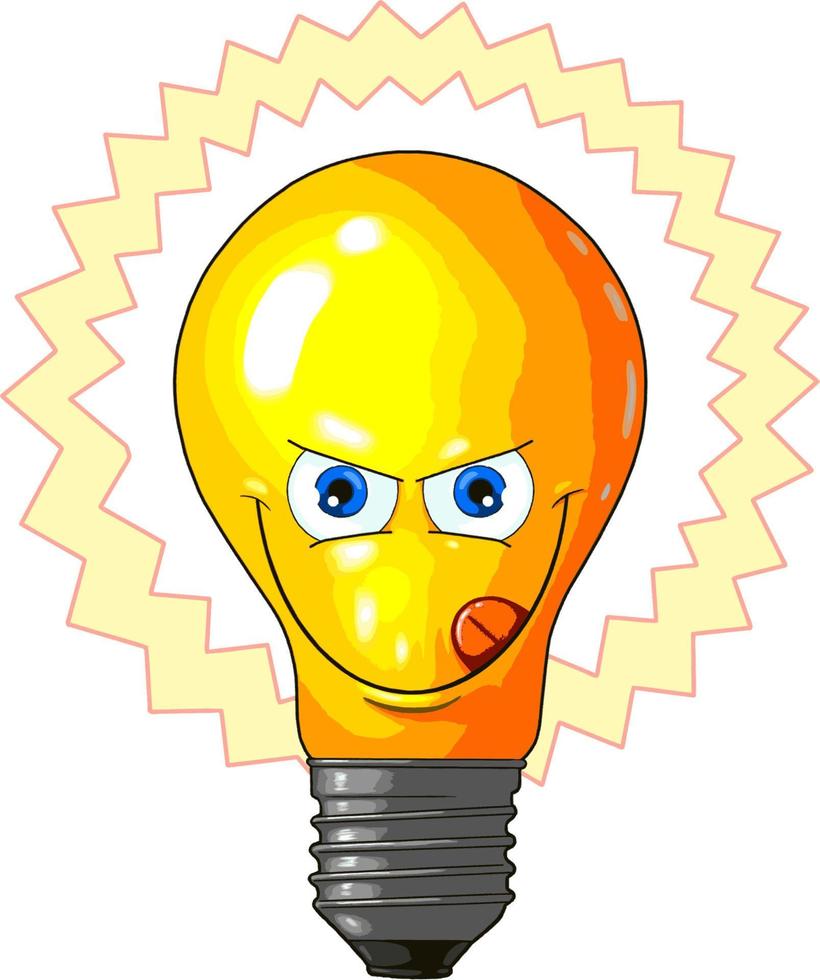 funny cartoon light bulb vector