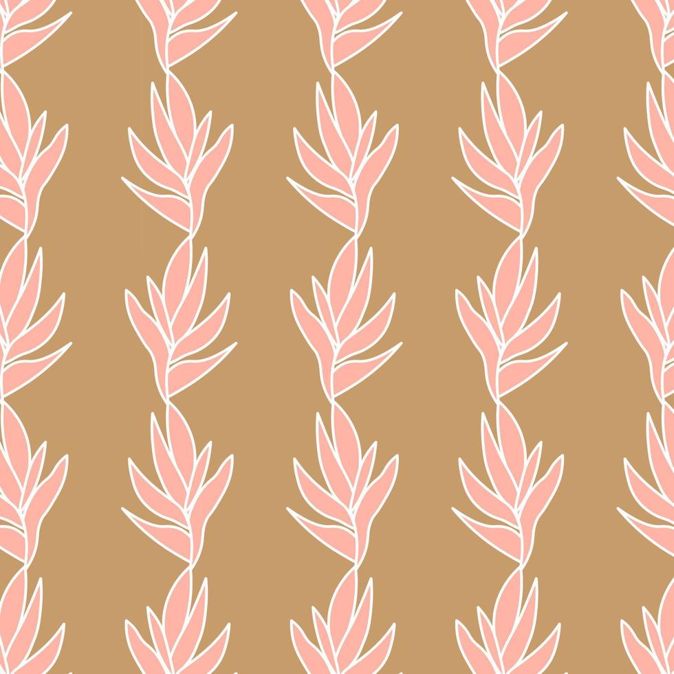 Simple outline herbal seamless pattern, floral background. Vector hand drawn sketch, fabric print template. Line art wallpaper with leaves. Elegant botanical wrapping paper design.