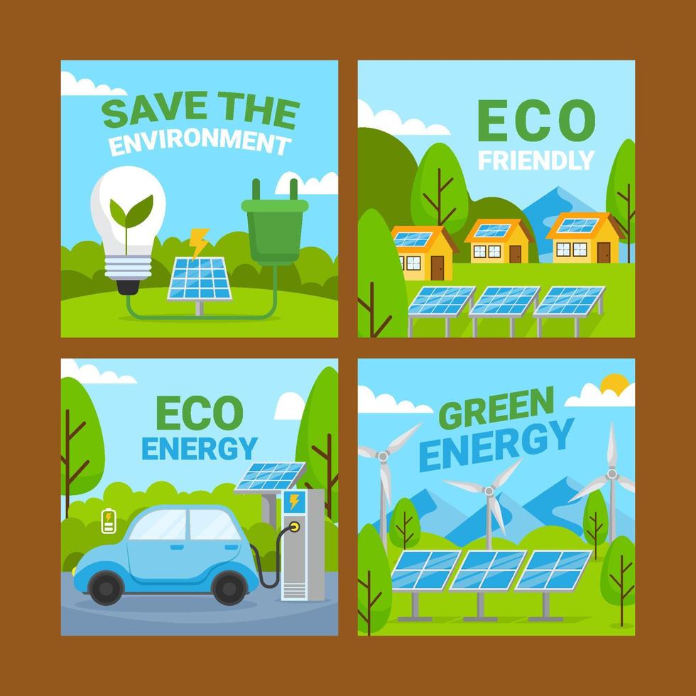 Flat Green Technology Social Media Ppst Template vector