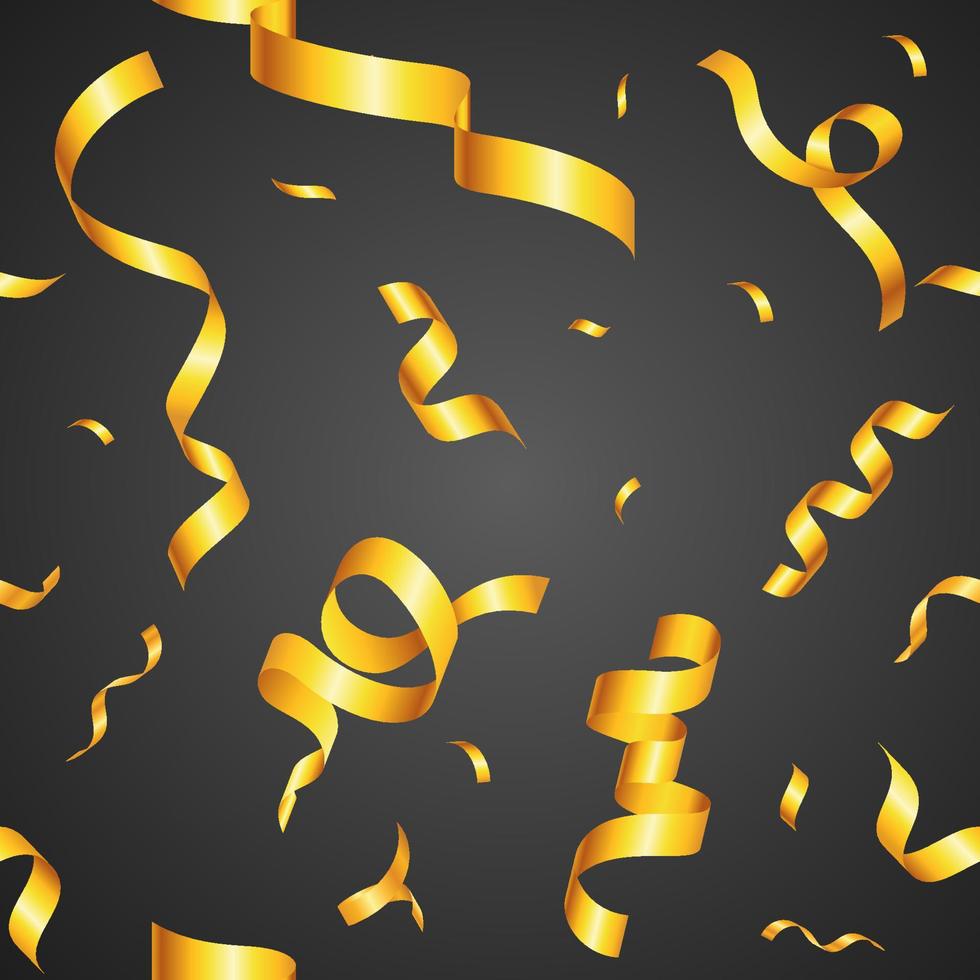 Seamless Golden Ribbon and Confetti Pattern vector