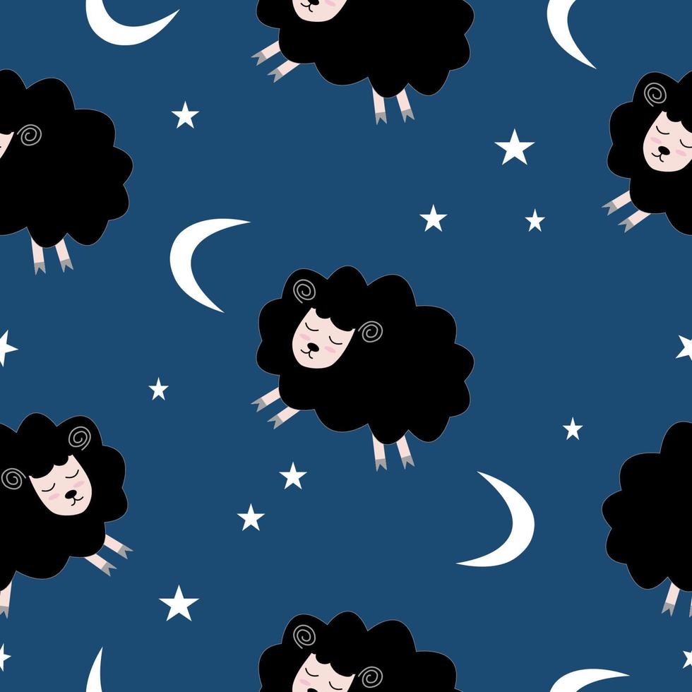 Seamless pattern with cute sheep and lambs. Loop pattern for fabric, textile, wallpaper, posters, gift wrapping paper, napkins, tablecloths. Print for kids. Children's pattern vector illustration