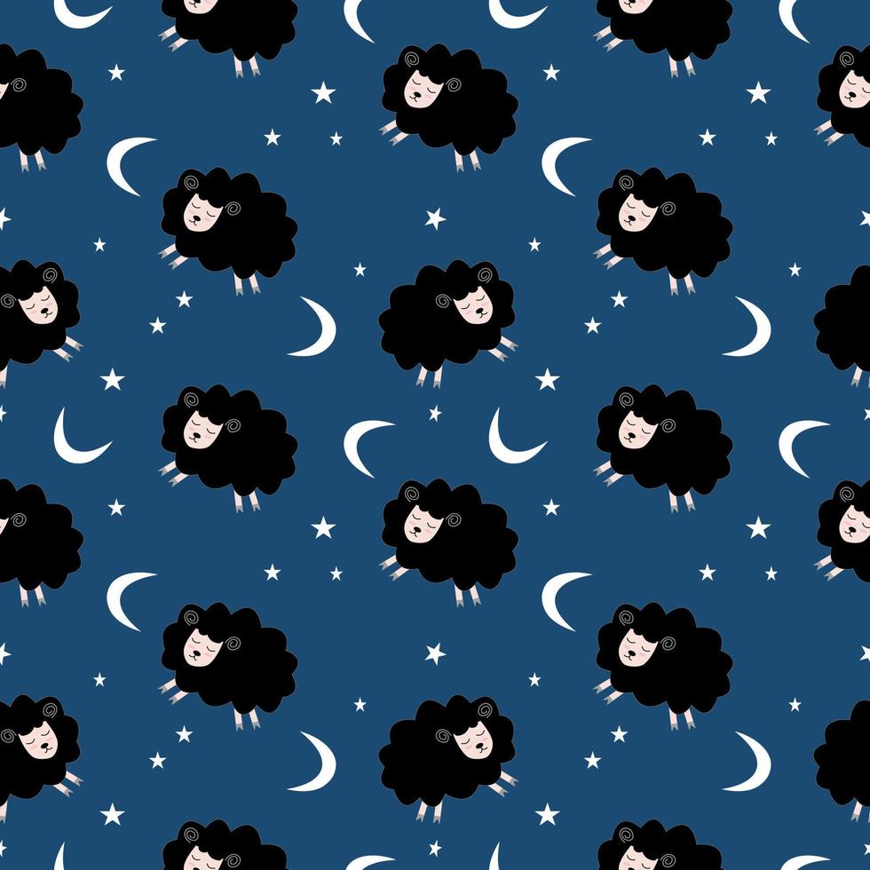 Seamless pattern with cute sheep and lambs. Loop pattern for fabric, textile, wallpaper, posters, gift wrapping paper, napkins, tablecloths. Print for kids. Children's pattern vector illustration