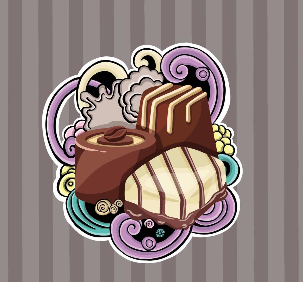 fondo colorido de muffins. pasteles, dulces, donas. vector