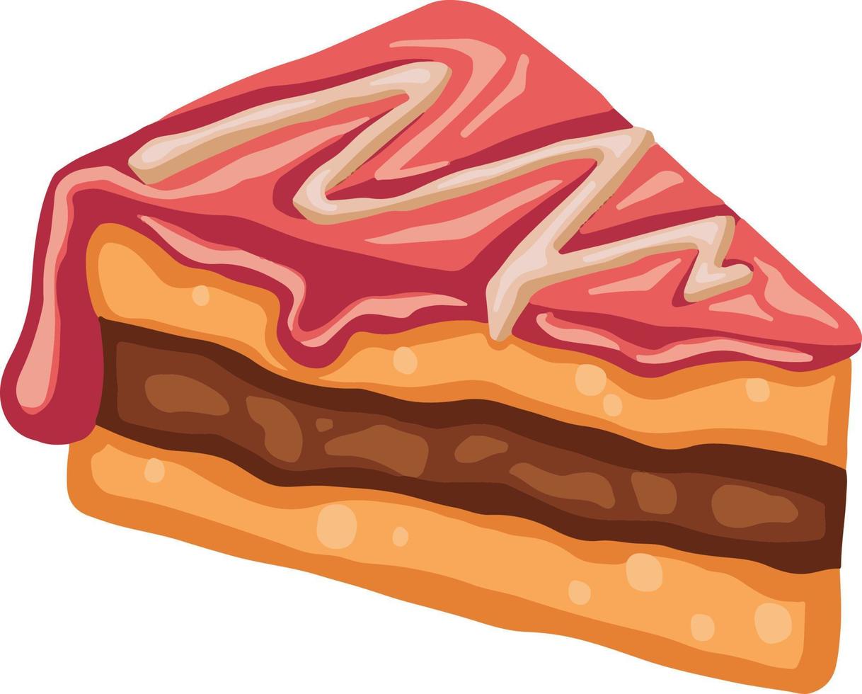 rebanada de pastel dulce, postre de brownie, ilustración dibujada a mano vector