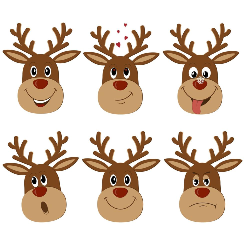 Reindeer Christmas character, vector illustration isolated on white background