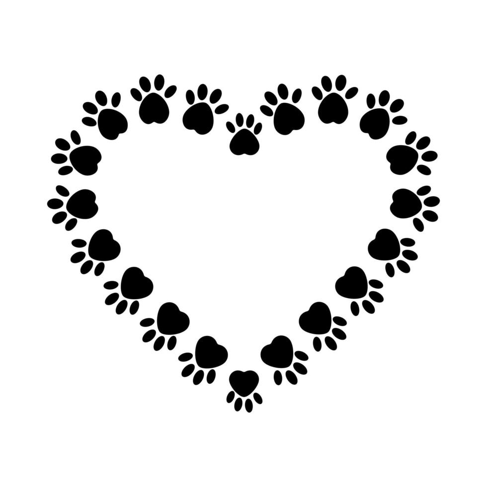 A trace of a pet. Paw prints. The puppy's leg is isolated on a white background. vector