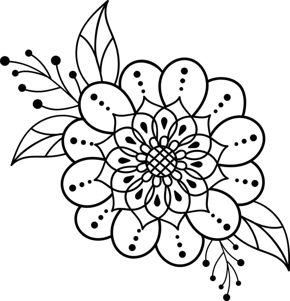 ilustración en blanco y negro con una flor. ilustración vectorial de una flor abstracta. silueta negra. publicidad, diseño web, logotipo, embalaje, textiles, libros infantiles, vacaciones, decoración. vector