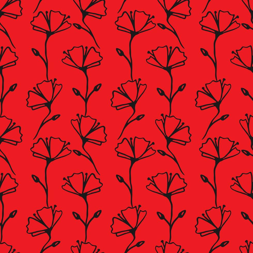 Red and white flower seamless pattern on black background for fabric design, wallpaper,wrapping paper 8925525 Vector Art at Vecteezy