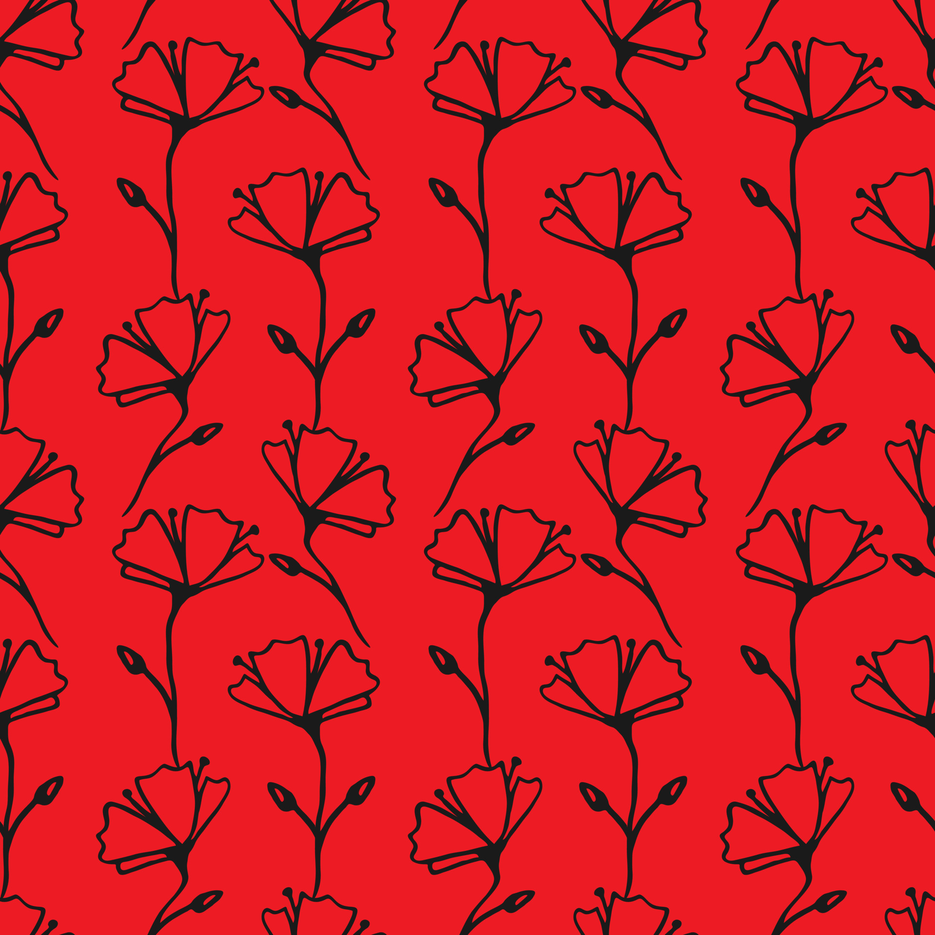 Red and white flower seamless pattern on black background for fabric design, wallpaper,wrapping paper 8925525 Vector Art at Vecteezy