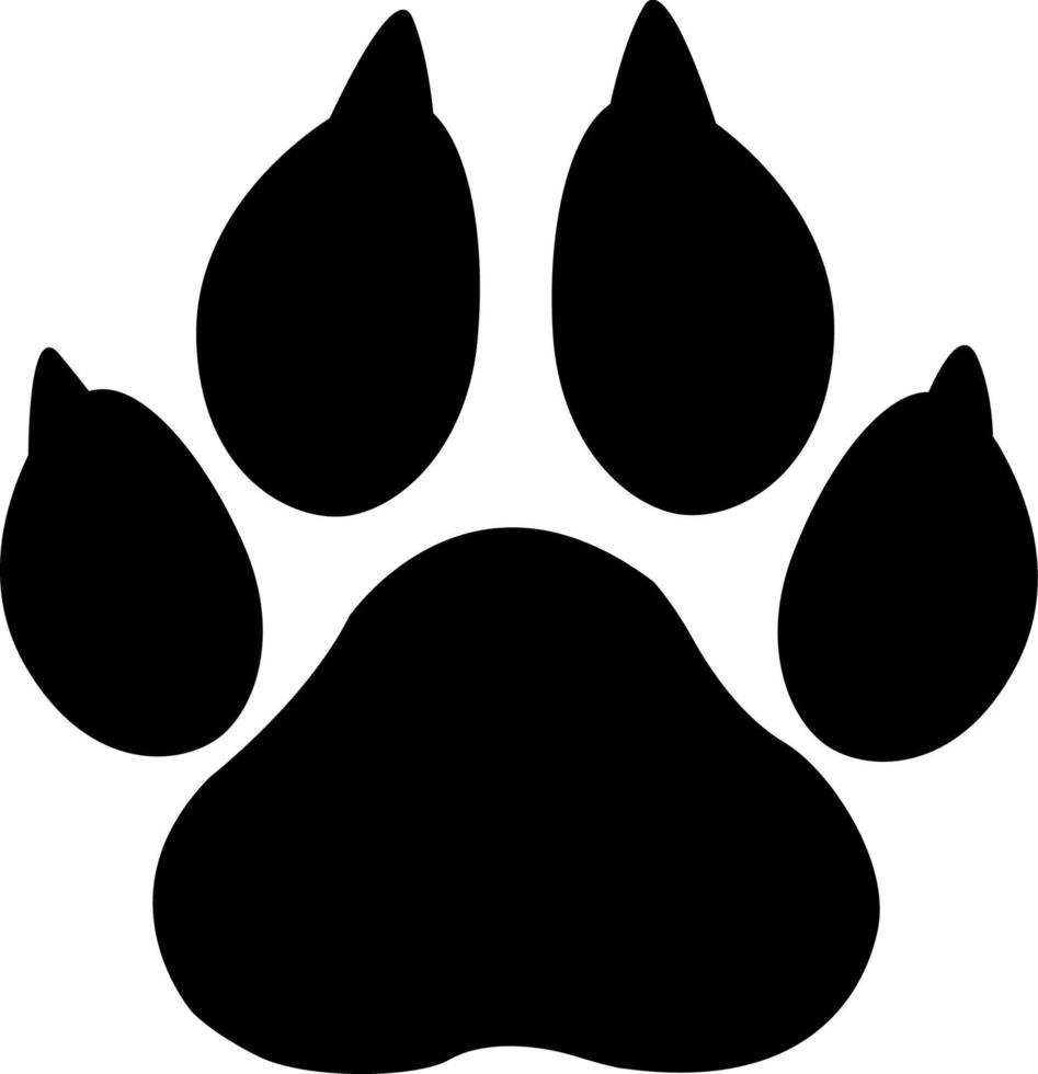 Black silhouette of a paw print on a white background vector
