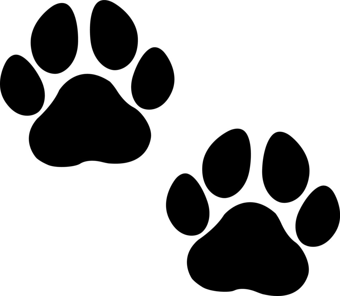 Black silhouette of a paw print on a white background vector