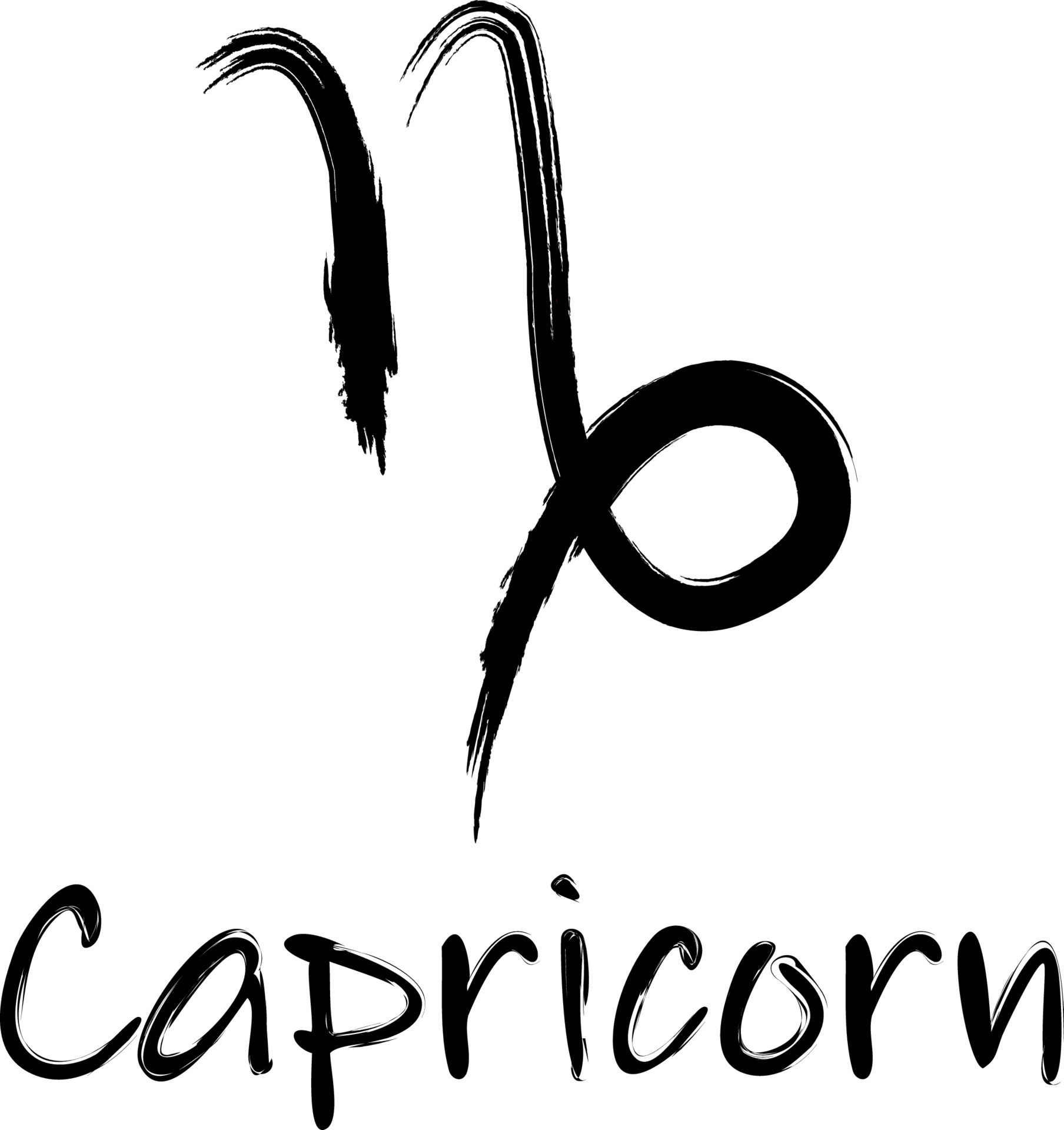 Capricorn. Zodiac signs painted with a black brush. 9157807 Vector Art ...