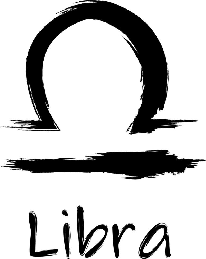Libra. Zodiac signs painted with a black brush. vector
