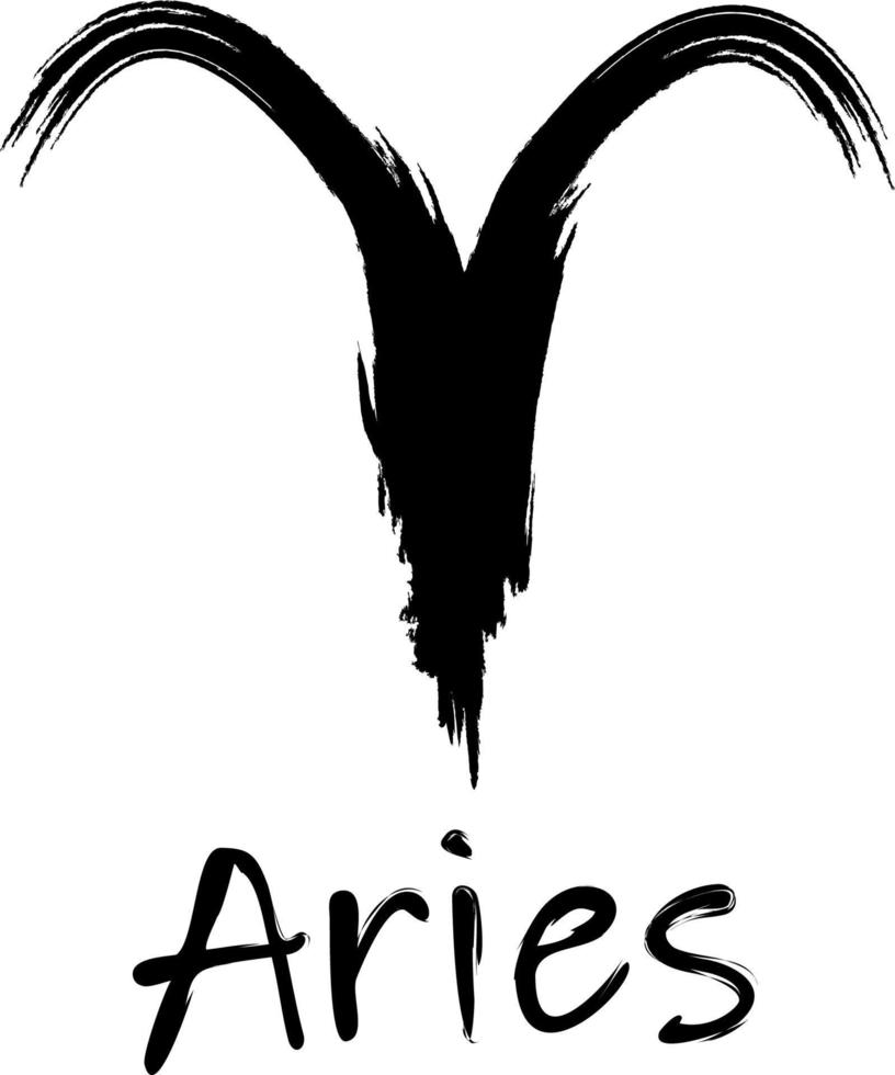 Aries. Zodiac signs painted with a black brush. vector