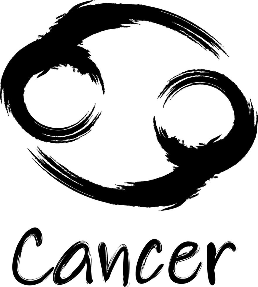 cáncer. signos del zodiaco pintados con un pincel negro. vector