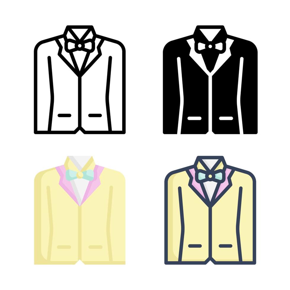 colección de estilo de conjunto de iconos de traje de boda vector