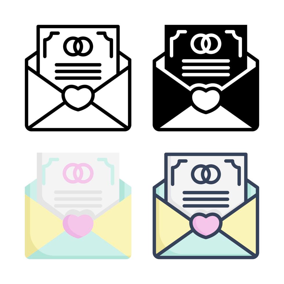 Wedding Invitation Icon Set Style Collection vector