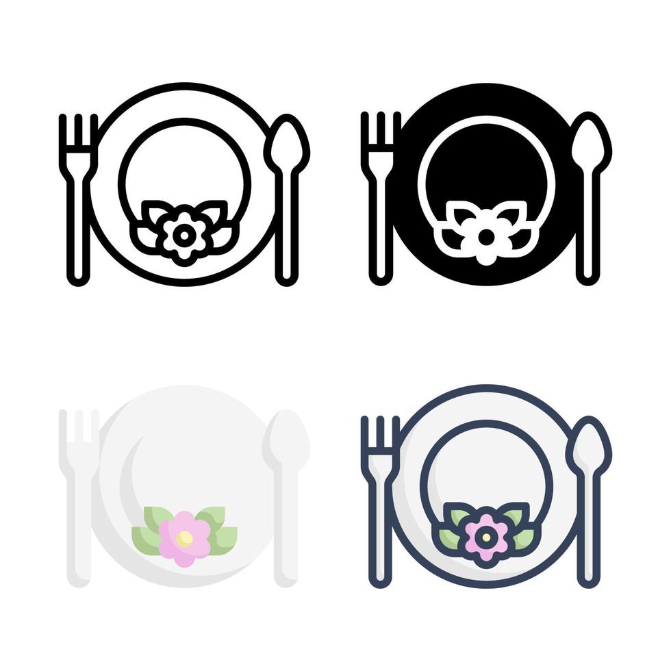 colección de estilo de conjunto de iconos de banquete de boda vector