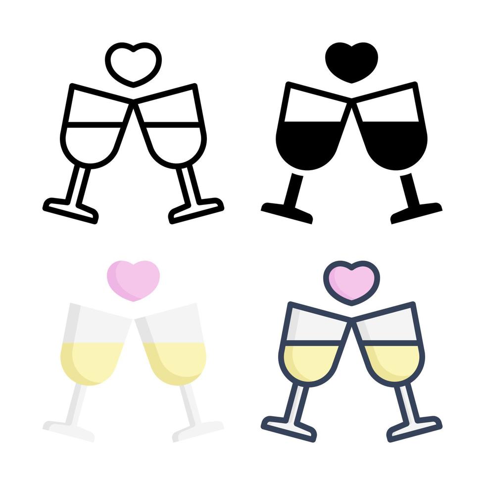 Wedding Cheers Icon Set Style Collection vector