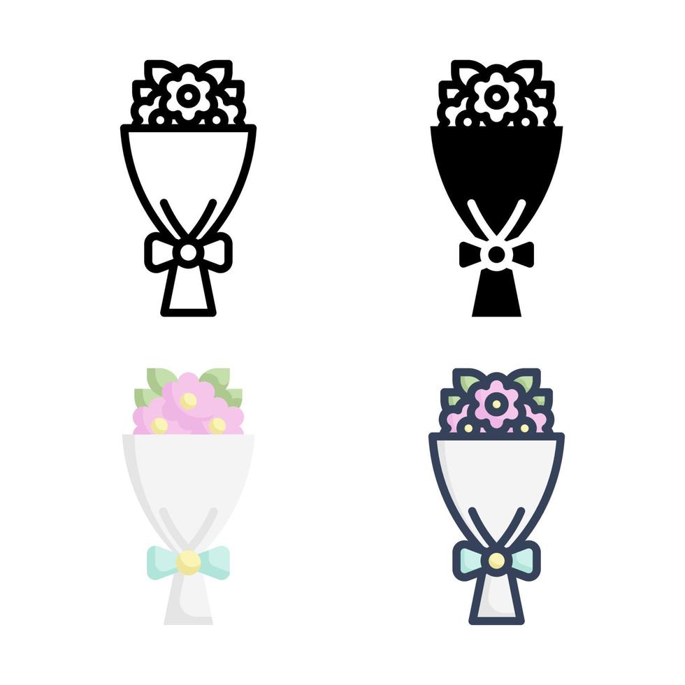 Flower Bouquet Icon Set Style Collection vector