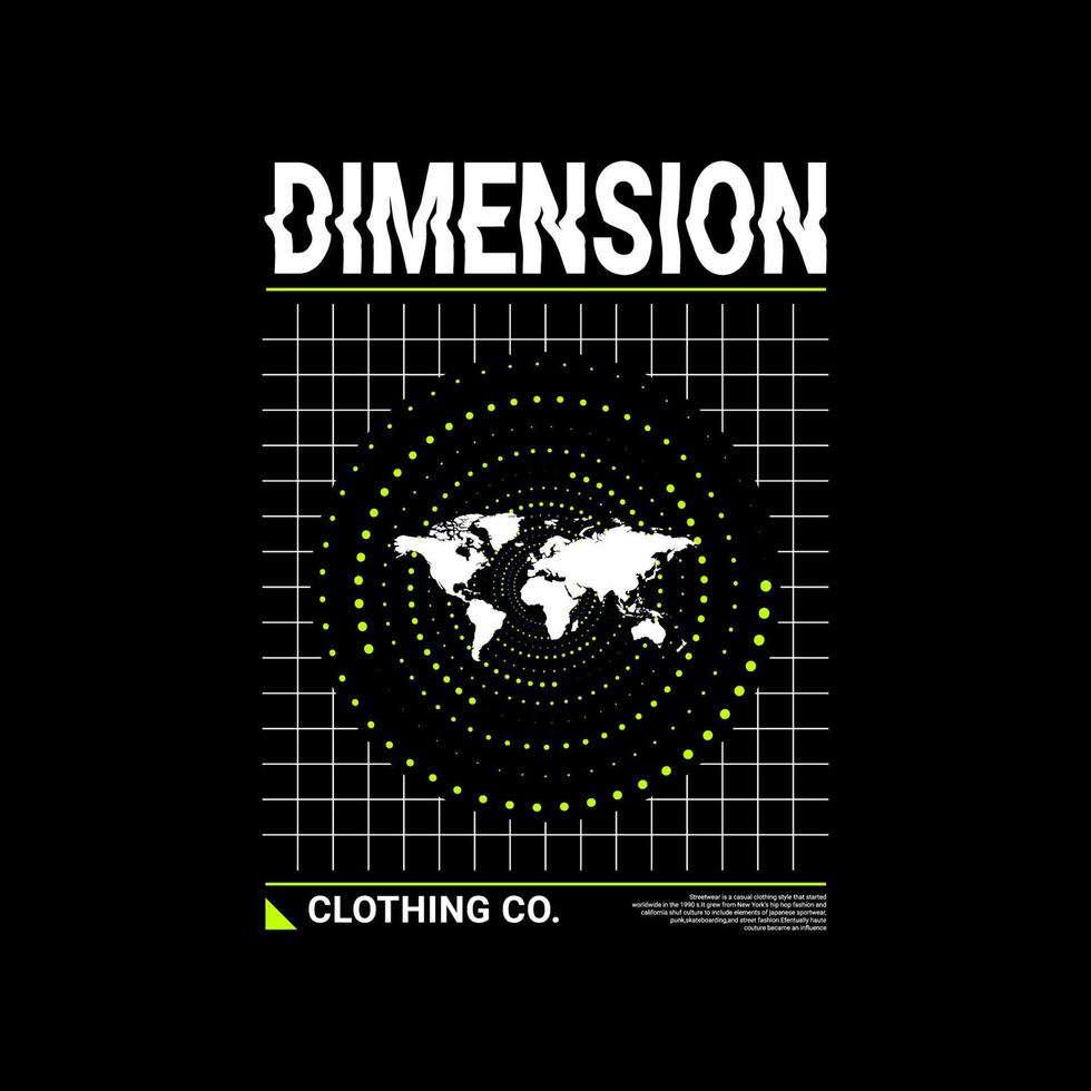 Dimension writing design, suitable for screen printing t-shirts, clothes, jackets and others vector