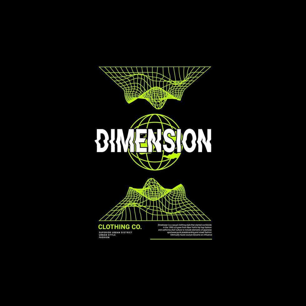 Dimension writing design, suitable for screen printing t-shirts, clothes, jackets and others vector