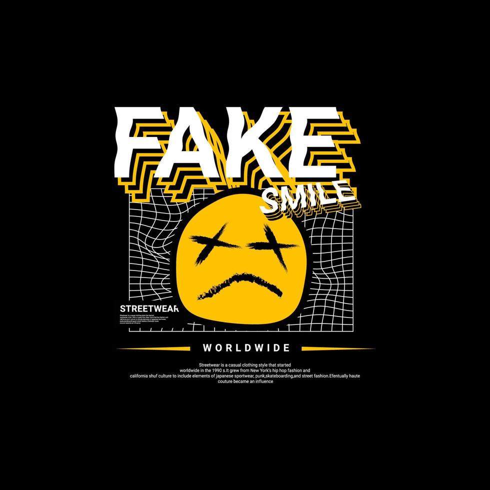 Fake smile writing design, suitable for screen printing t-shirts, clothes, jackets and others vector