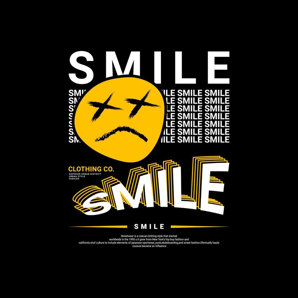 Smile writing design, suitable for screen printing t-shirts, clothes, jackets and others vector