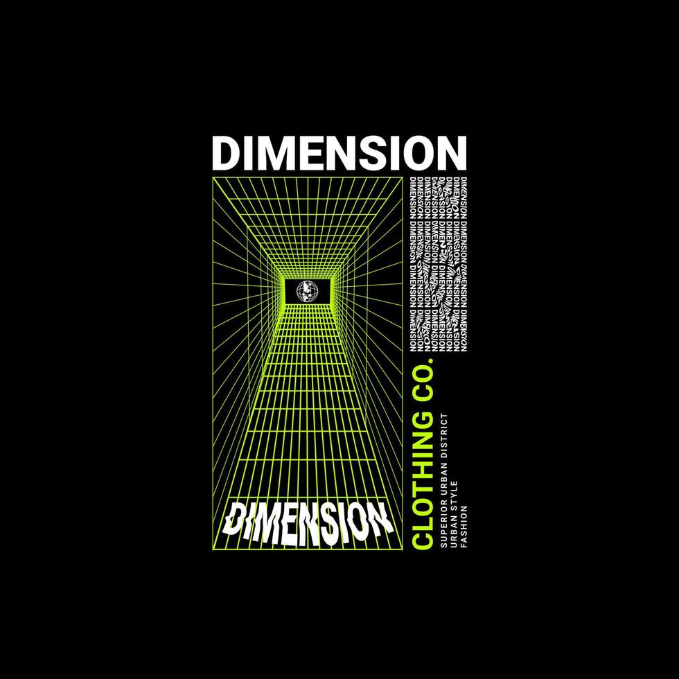 Dimension writing design, suitable for screen printing t-shirts, clothes, jackets and others vector